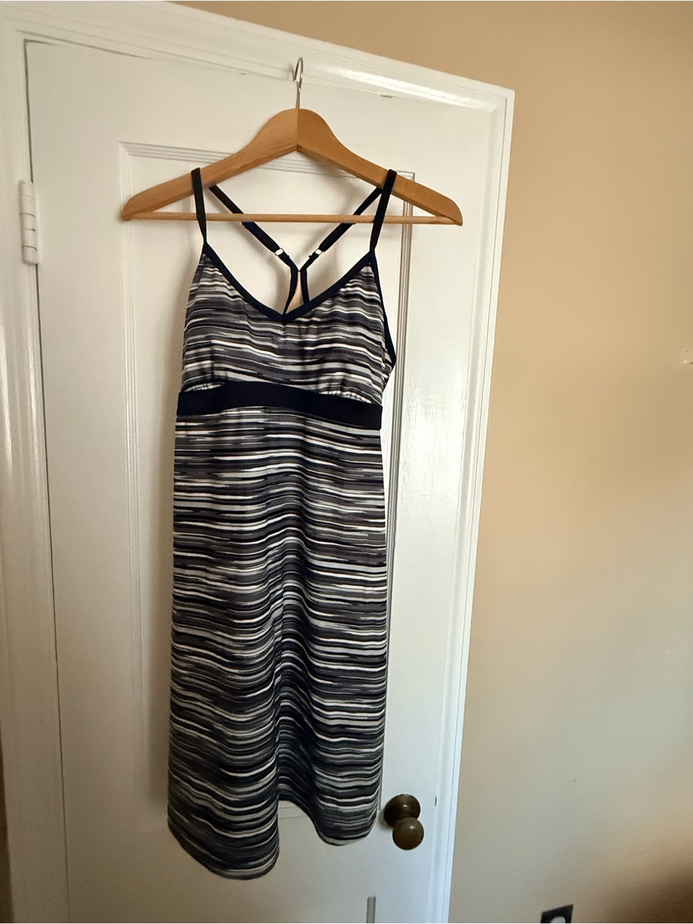 Athleta Shorebreak Black and White Striped Swim Dress